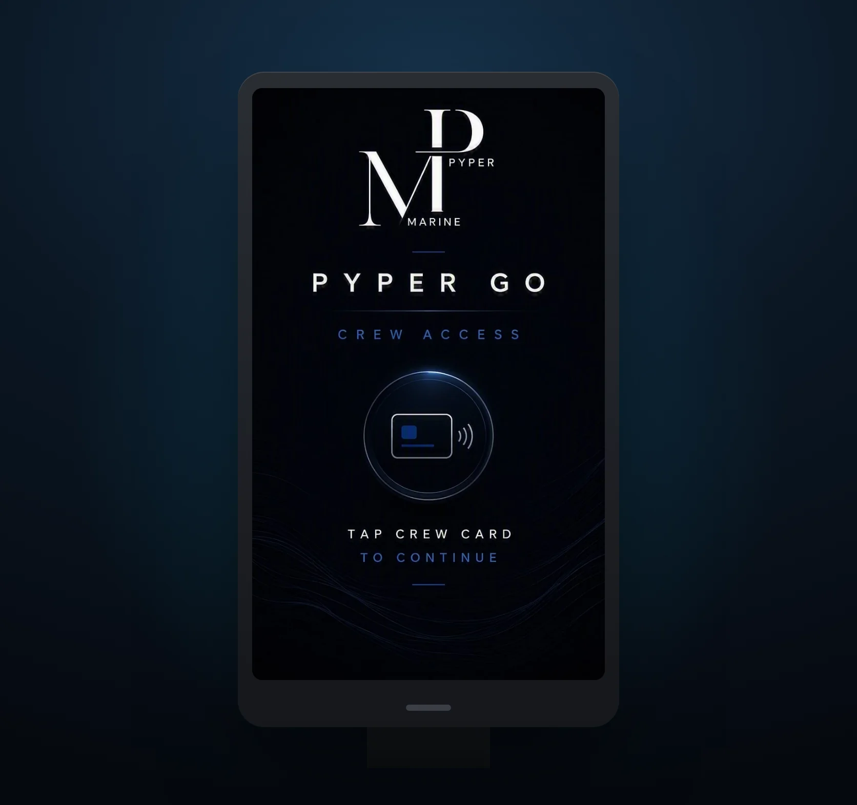 The Pyper GO kiosk asking a crew member to tap their crew card
